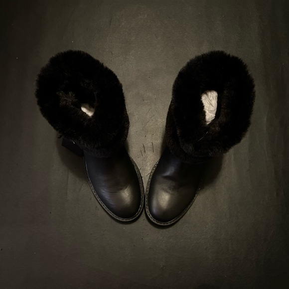 Ralph Lauren Women's Evanston Black Fur-Lined Ankle Boots - Picture 5 of 7